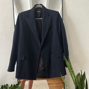 Maje navy and maroon stripes blazer